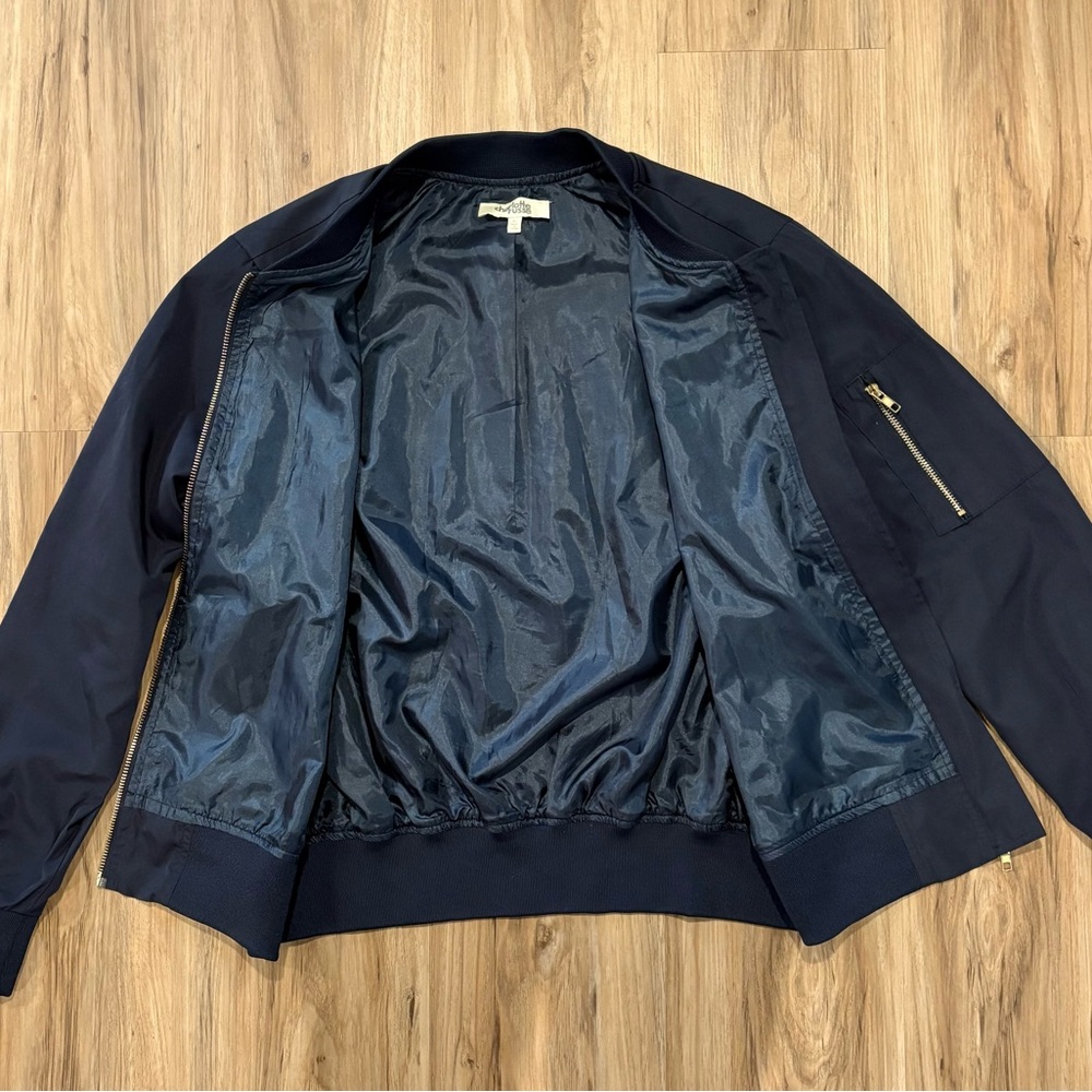 Navy Blue Women’s Lightweight Bomber Jacket - Picture 3 of 4